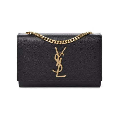 Saint Laurent Monogram Kate Ghw Grain De Poudre Small Satchel Black Leather Shoulder Bag - photo 1