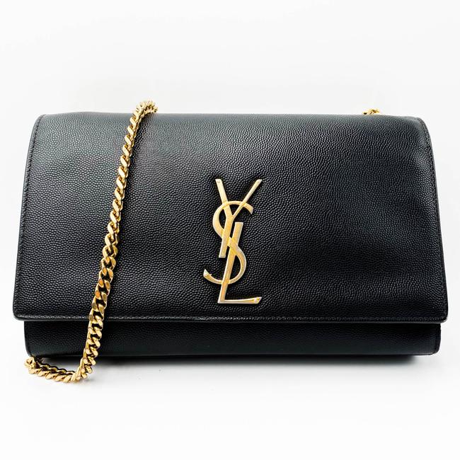 Saint Laurent Monogram Kate Grain De Poudre Medium Classic Satchel Black Leather Shoulder Bag - image 1