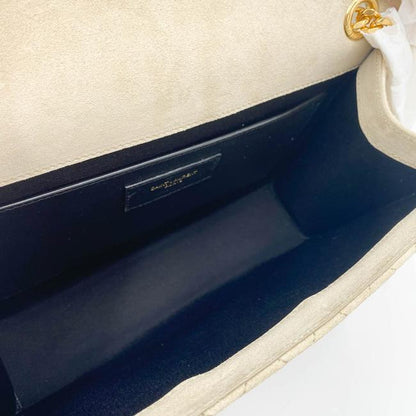 Saint Laurent Monogram Envelope Medium Beige Suede Leather Shoulder Bag - photo 11