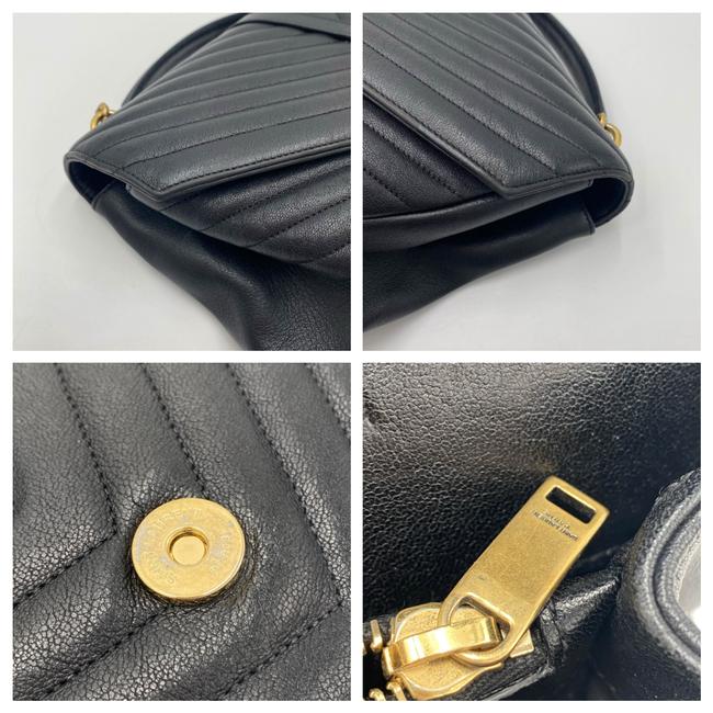 Saint Laurent Ghw Matelasse Chevron Monogram Large College Satchel Black Sheepskin Leather Shoulder Bag - image 11