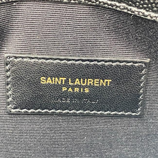 Saint Laurent Envelope Uptown Monogram Plaque Grained-leather Black Leather Clutch - photo 11