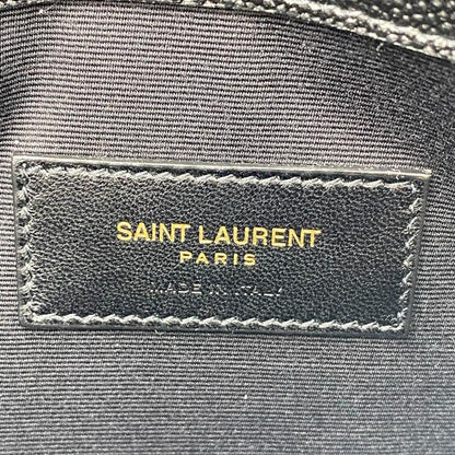 Saint Laurent Envelope Uptown Monogram Plaque Grained-leather Black Leather Clutch - photo 11