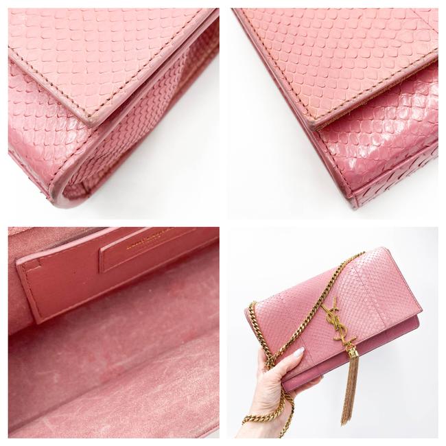 Saint Laurent Monogram Kate Medium Monogram Snakeskin Pink Leather Shoulder Bag - photo 12