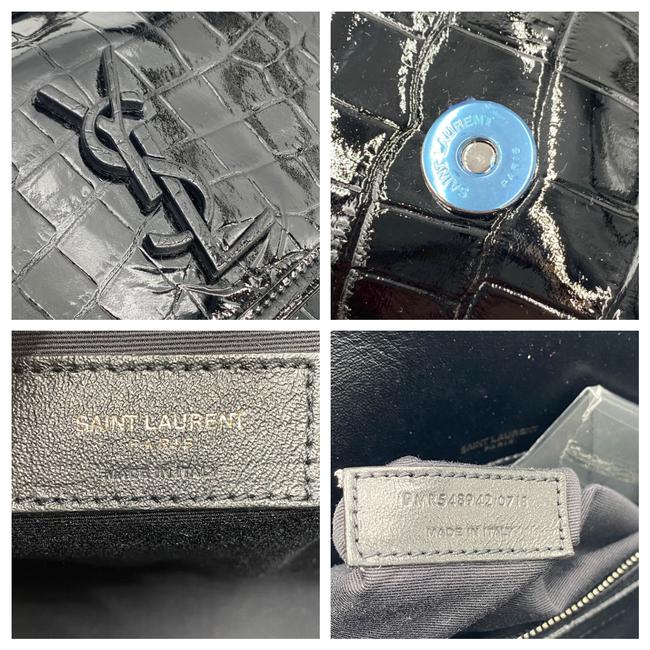 Saint Laurent Niki Medium Crocodile-embossed Black Patent Leather Shoulder Bag - photo 12