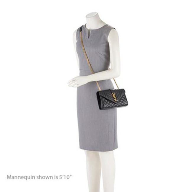 Saint Laurent Monogram Envelope Grain De Poudre Textured Mixed Matelasse Triquilt Small Black Leather Shoulder Bag - image 2