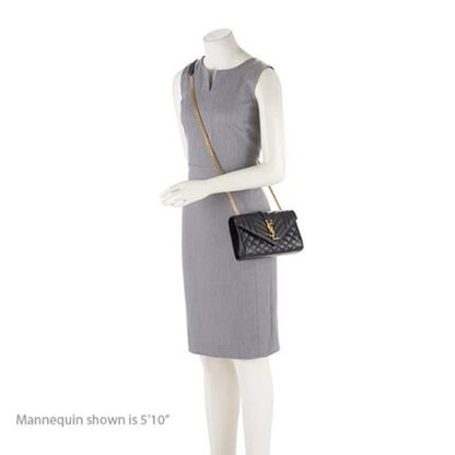 Saint Laurent Monogram Envelope Grain De Poudre Textured Mixed Matelasse Triquilt Small Black Leather Shoulder Bag - image 2