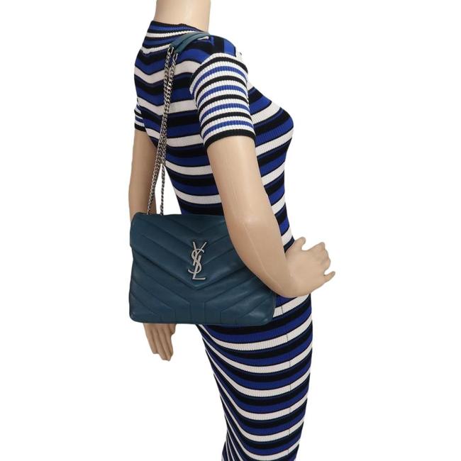Saint Laurent Monogram Loulou Calfskin Y Quilted Monogram Small Chain Satchel Blue Leather Shoulder Bag - image 2