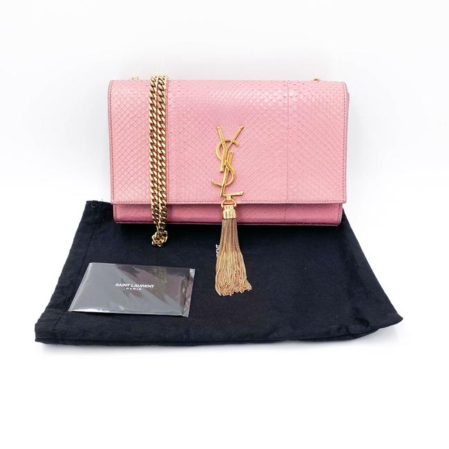 Saint Laurent Monogram Kate Medium Monogram Snakeskin Pink Leather Shoulder Bag - photo 2