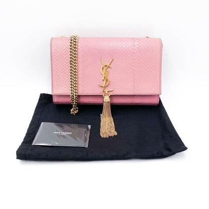 Saint Laurent Monogram Kate Medium Monogram Snakeskin Pink Leather Shoulder Bag - photo 2