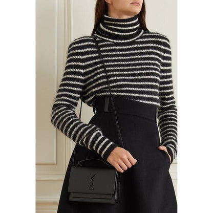 Saint Laurent Monogram Top Handle Sunset Noir Bhw Black Leather Shoulder Bag - photo 2