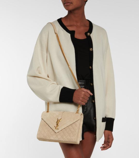 Saint Laurent Monogram Envelope Medium Beige Suede Leather Shoulder Bag - photo 2