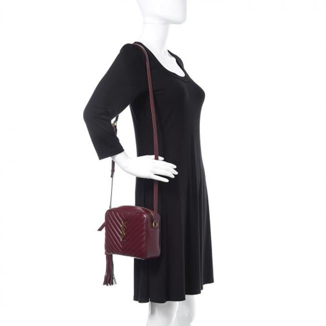 Saint Laurent Monogram Lou Camera Calfskin Matelasse Dark Legion Red Leather Shoulder Bag - photo 2