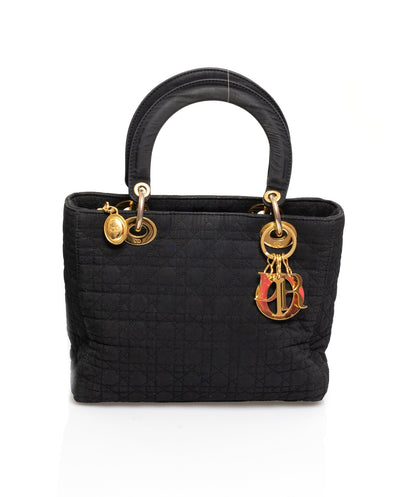 Christian Dior Canage Lady Dior Hand Bag Nylon Black - AWL1649 - image 1
