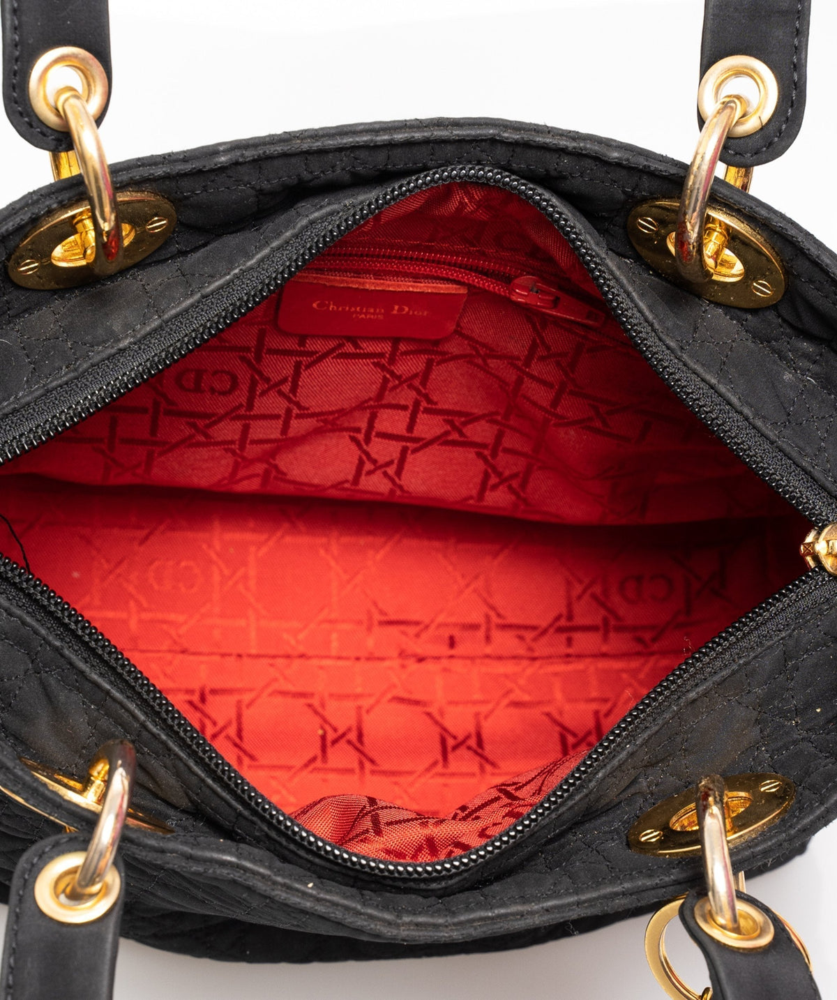 Christian Dior Canage Lady Dior Hand Bag Nylon Black - AWL1649 - image 9