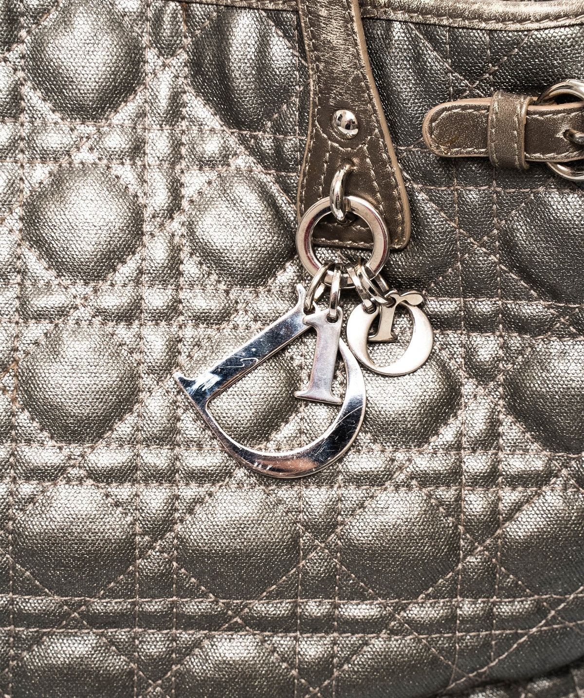 Christian Dior Cannage Grey Canvas Top handle Tote Bag PHW - AGL1349 - image 8