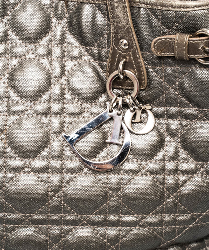 Christian Dior Cannage Grey Canvas Top handle Tote Bag PHW - AGL1349 - image 8