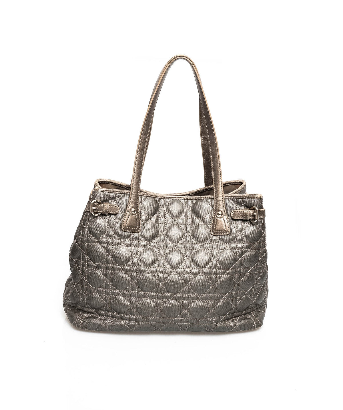 Christian Dior Cannage Grey Canvas Top handle Tote Bag PHW - AGL1349 - image 2