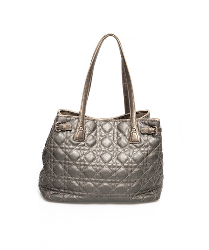 Christian Dior Cannage Grey Canvas Top handle Tote Bag PHW - AGL1349 - image 2