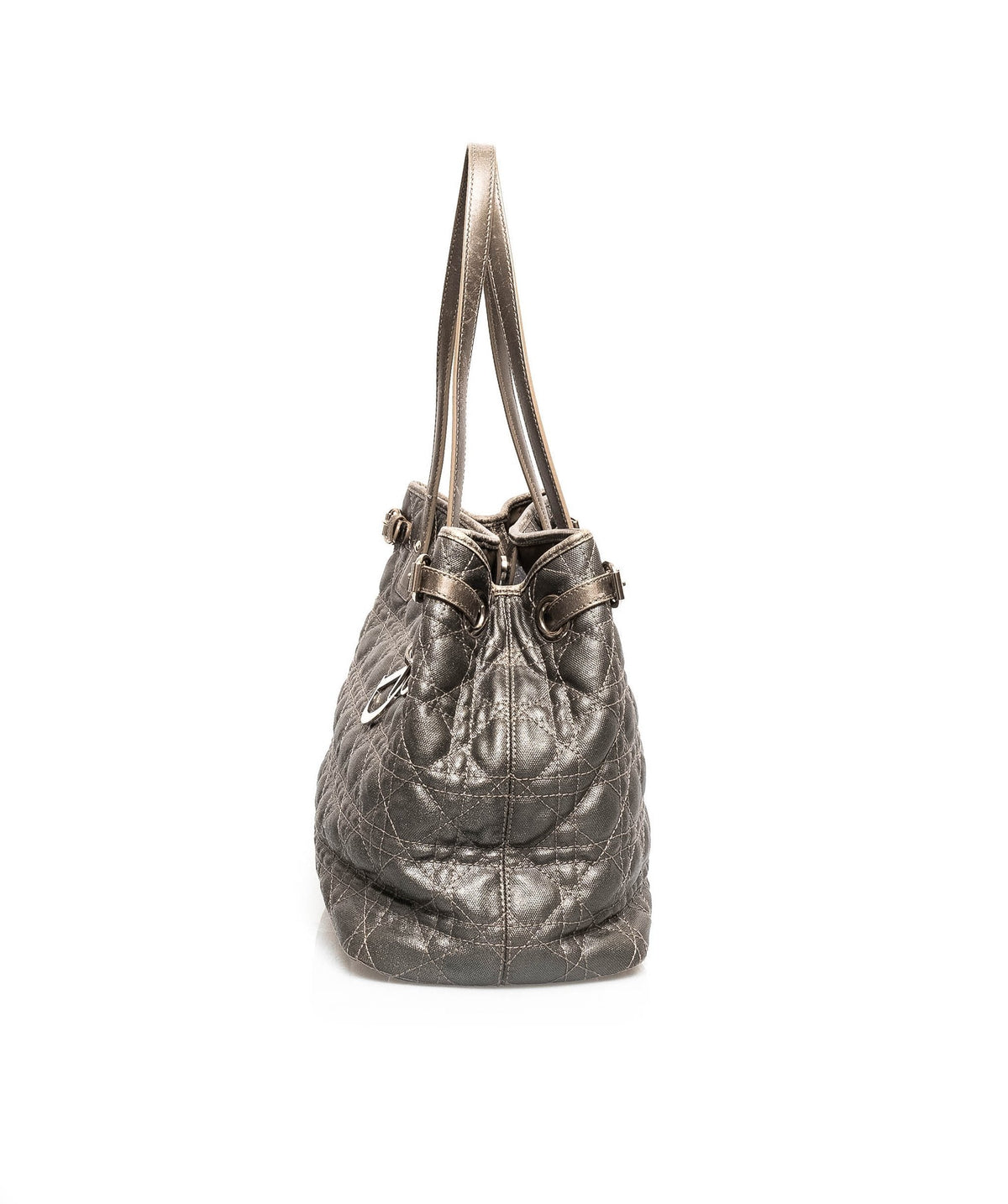 Christian Dior Cannage Grey Canvas Top handle Tote Bag PHW - AGL1349 - image 3