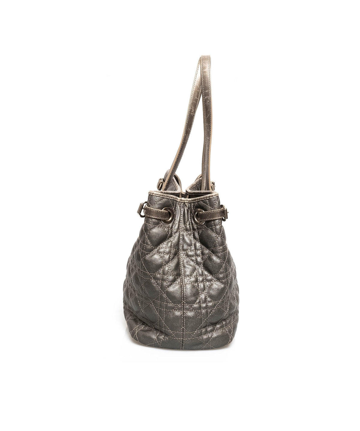 Christian Dior Cannage Grey Canvas Top handle Tote Bag PHW - AGL1349 - image 4
