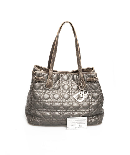Christian Dior Cannage Grey Canvas Top handle Tote Bag PHW - AGL1349 - image 10