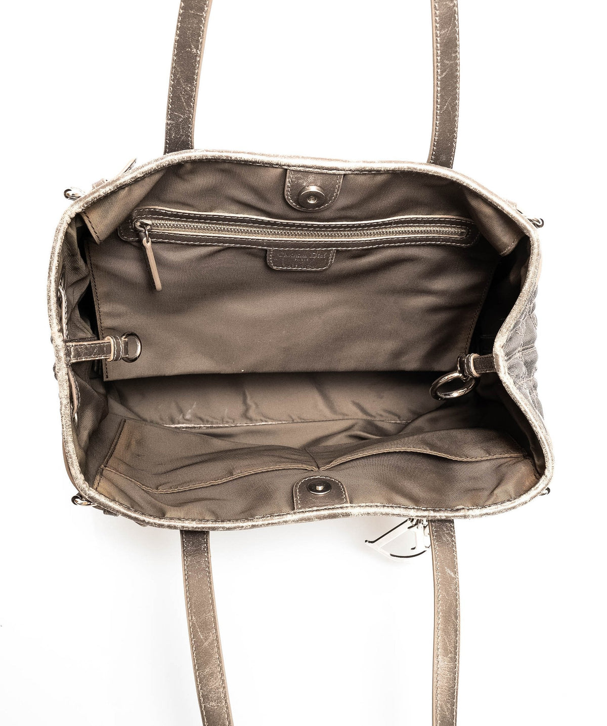 Christian Dior Cannage Grey Canvas Top handle Tote Bag PHW - AGL1349 - image 9