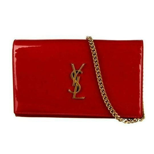 Saint Laurent Monogram Kate Chain Wallet Medium Envelope Red Patent Leather Cross Body Bag - photo 1