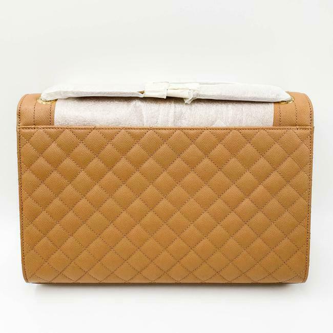 Saint Laurent Envelope Grain De Poudre Mixed Matelasse Large Triquilt Monogram Dune Brown Leather Shoulder Bag - image 5