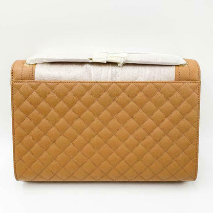 Saint Laurent Envelope Grain De Poudre Mixed Matelasse Large Triquilt Monogram Dune Brown Leather Shoulder Bag - image 5