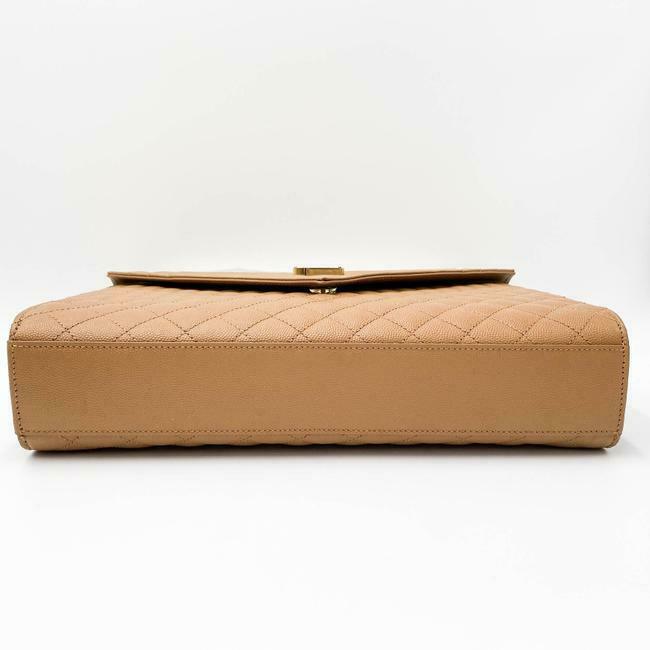 Saint Laurent Envelope Grain De Poudre Mixed Matelasse Large Triquilt Monogram Dune Brown Leather Shoulder Bag - image 8