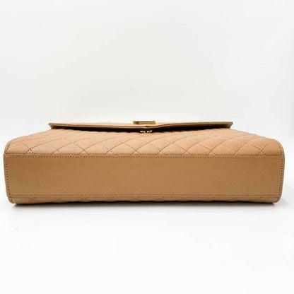 Saint Laurent Envelope Grain De Poudre Mixed Matelasse Large Triquilt Monogram Dune Brown Leather Shoulder Bag - image 8