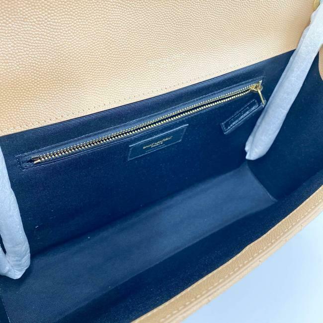 Saint Laurent Envelope Grain De Poudre Mixed Matelasse Large Triquilt Monogram Dune Brown Leather Shoulder Bag - image 9