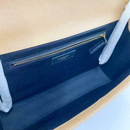 Saint Laurent Envelope Grain De Poudre Mixed Matelasse Large Triquilt Monogram Dune Brown Leather Shoulder Bag - image 9