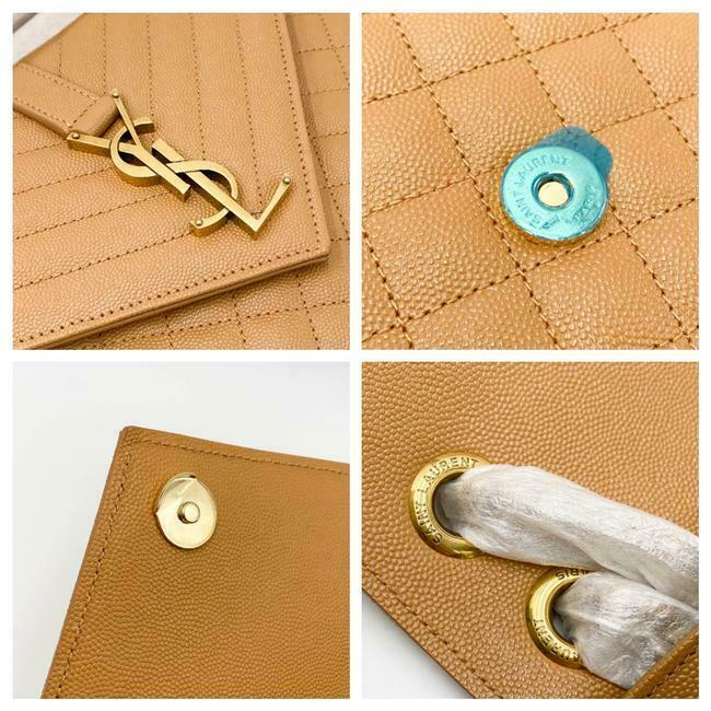Saint Laurent Envelope Grain De Poudre Mixed Matelasse Large Triquilt Monogram Dune Brown Leather Shoulder Bag - image 10