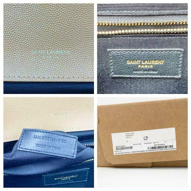 Saint Laurent Envelope Grain De Poudre Mixed Matelasse Large Triquilt Monogram Dune Brown Leather Shoulder Bag - image 11