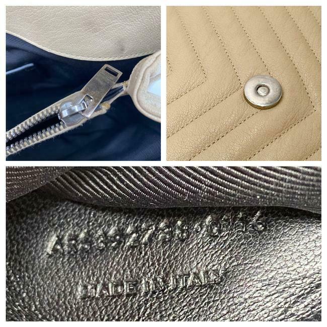 Saint Laurent Sheepskin Matelasse Chevron Monogram Large College Satchel Beige Leather Shoulder Bag - image 11