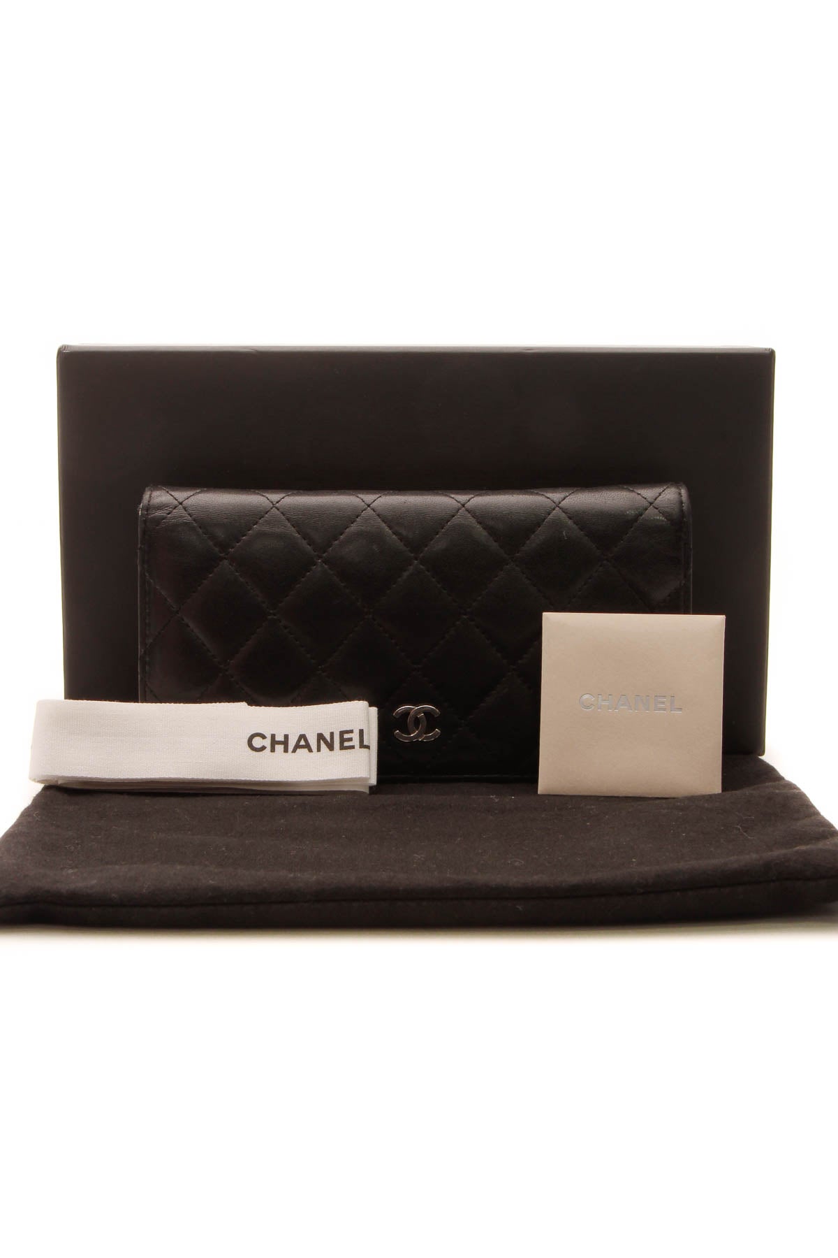 Quilted L Yen Wallet - Black - image 12