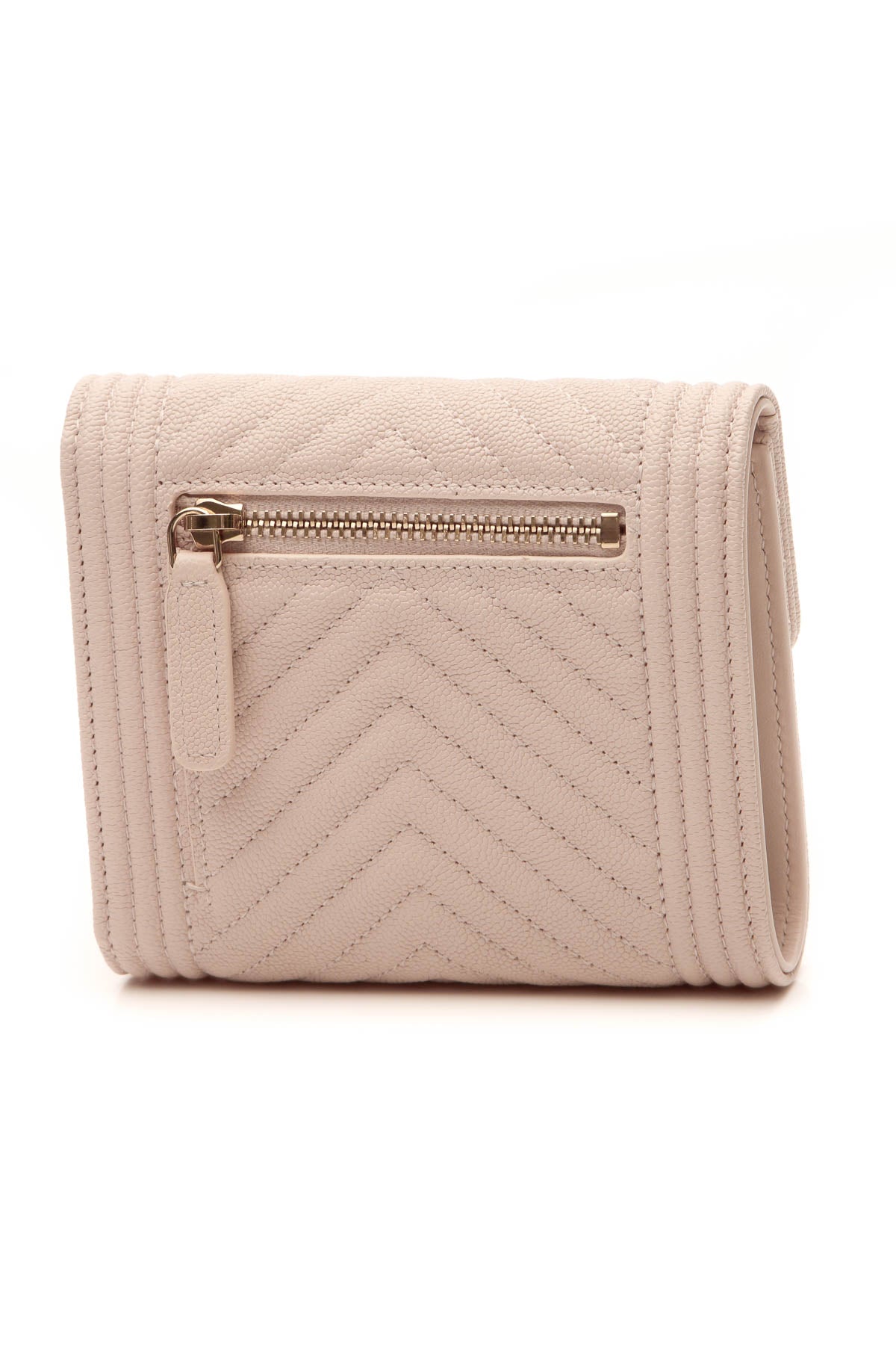 Chevron Quilted Boy Compact Wallet - Beige - image 2