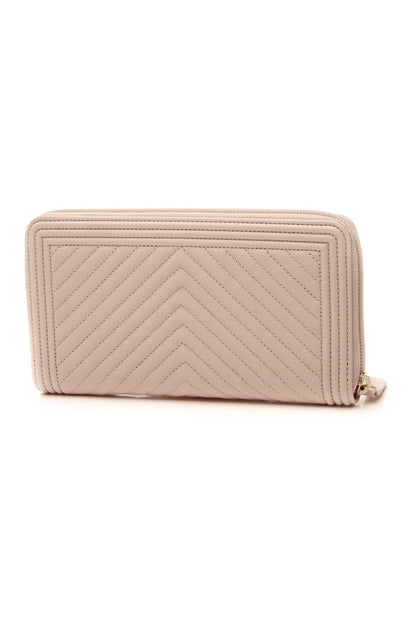 Chevron Quilted Boy Long Zip Wallet - Beige - image 2