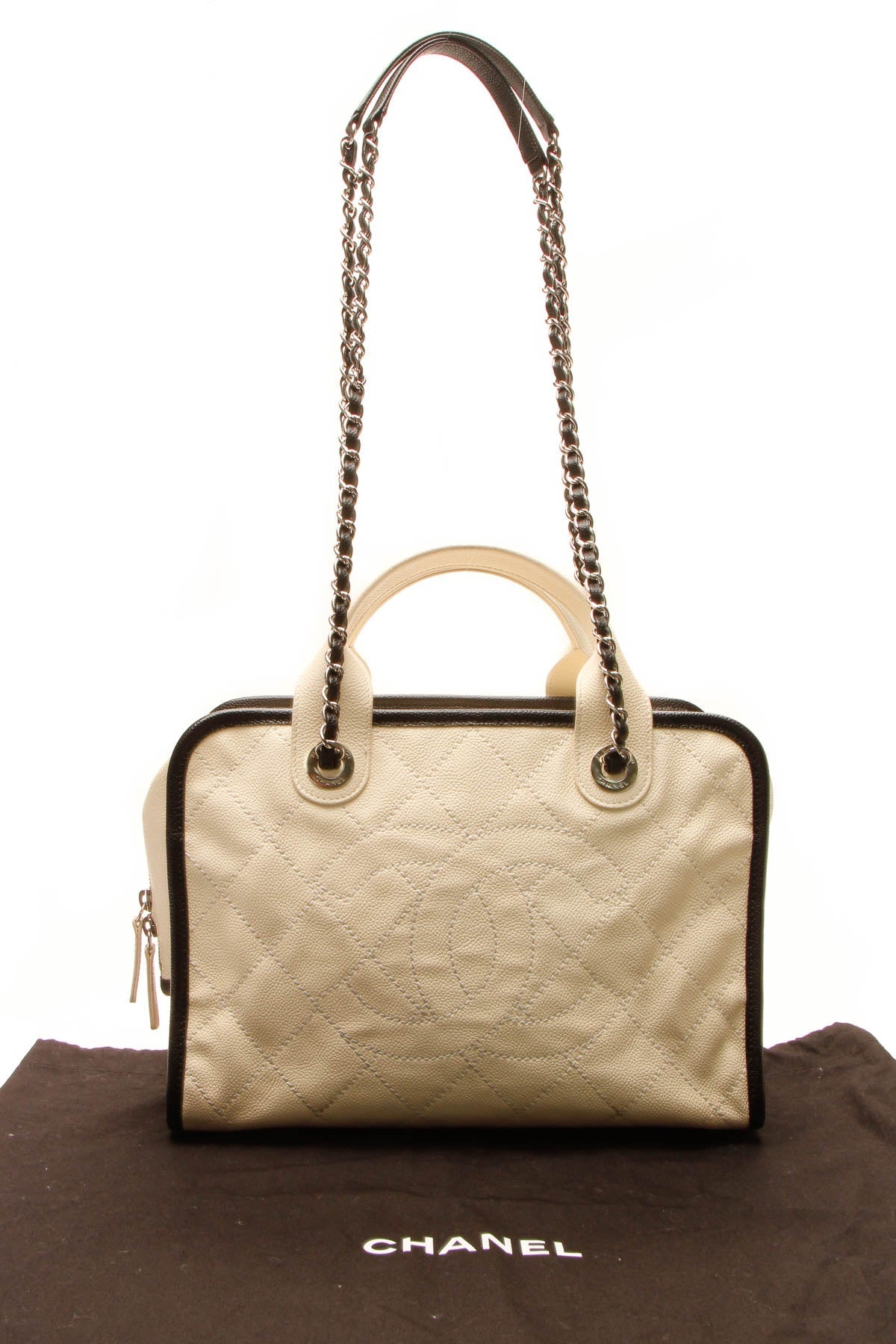 Timeless Top Handle Bowling Bag - Ivory Caviar - image 12