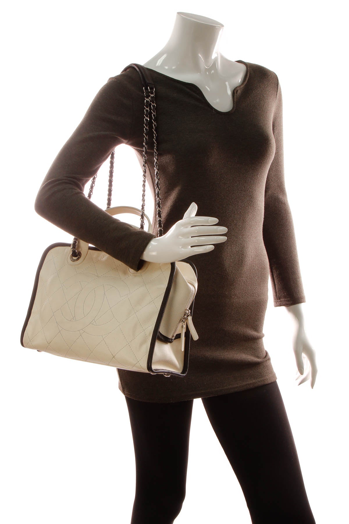 Timeless Top Handle Bowling Bag - Ivory Caviar - image 2