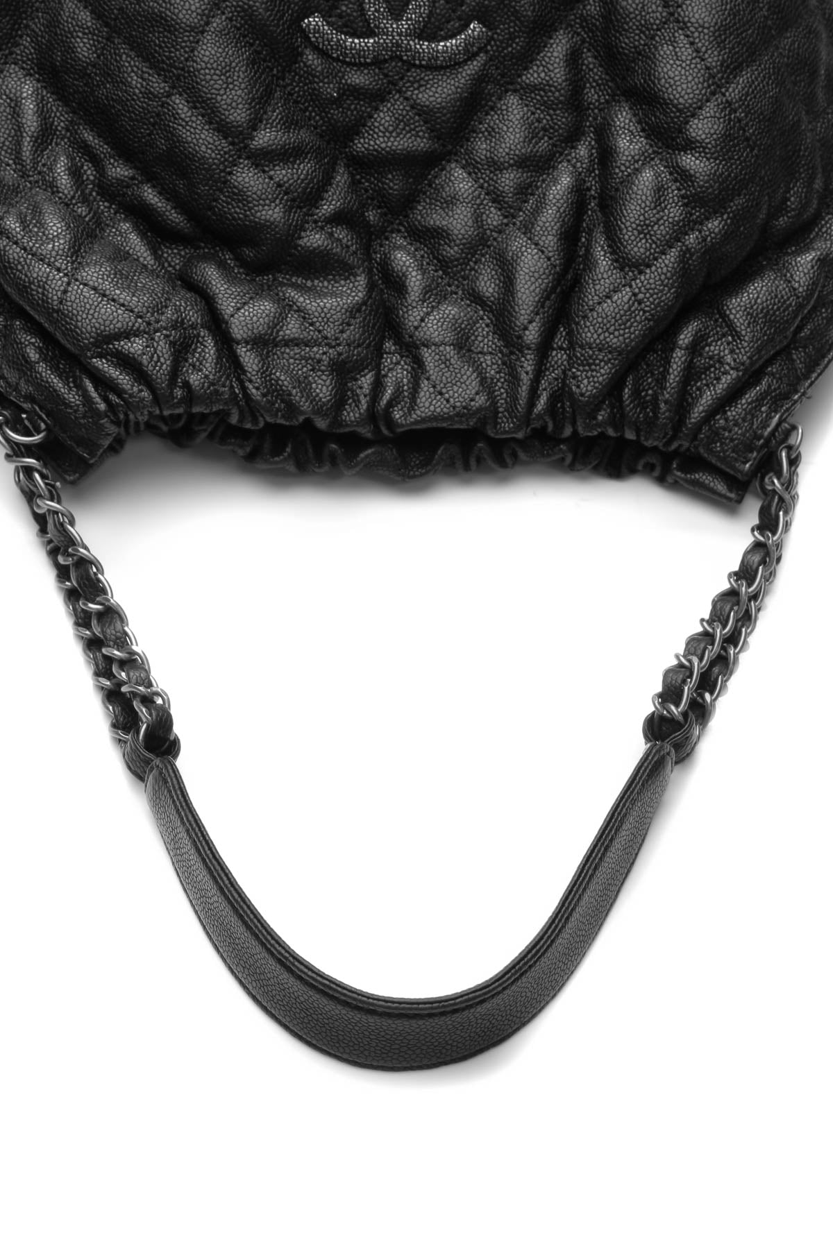 Elastic Large Tote Bag - Black Glazed Caviar - image 6