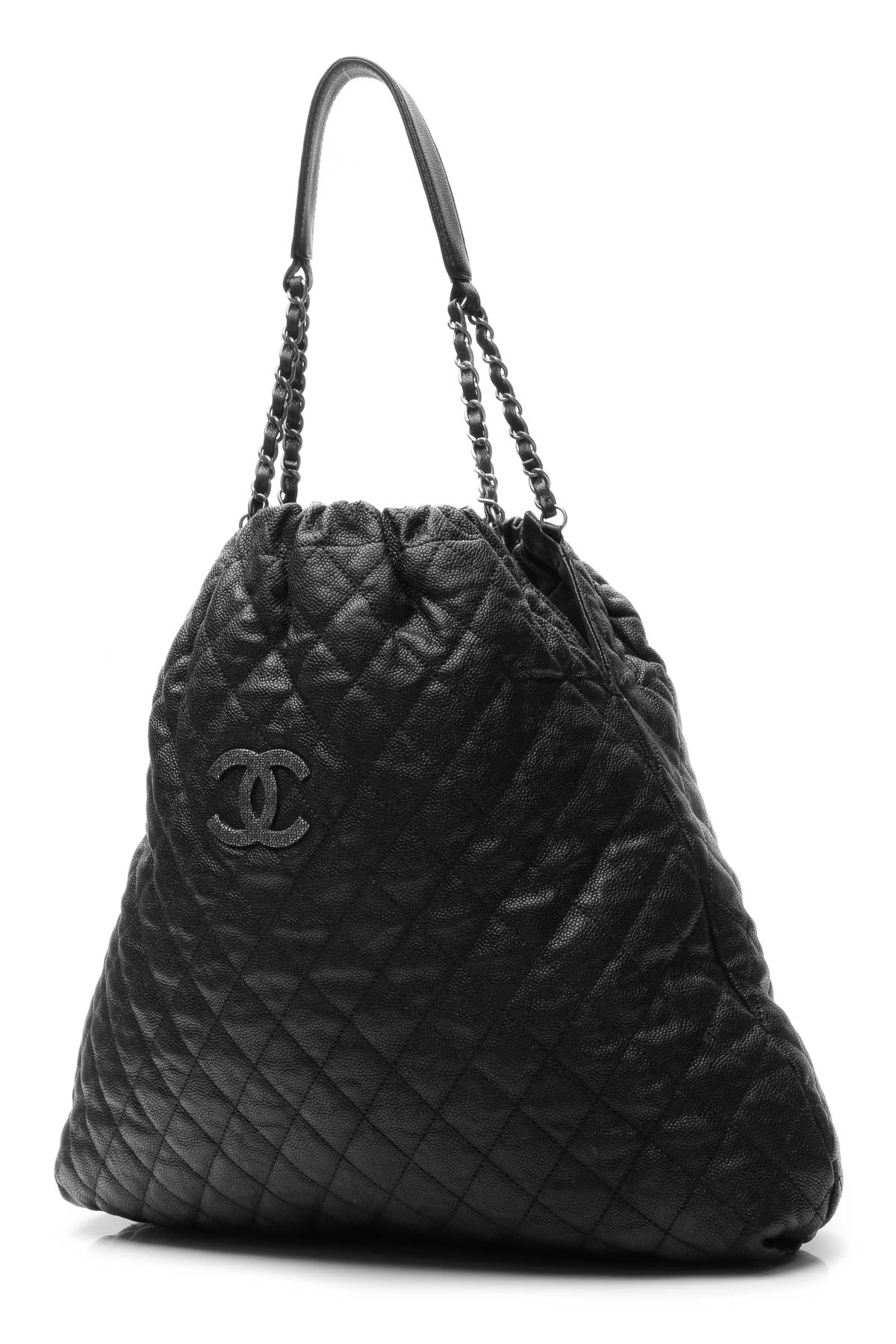Elastic Large Tote Bag - Black Glazed Caviar - image 1
