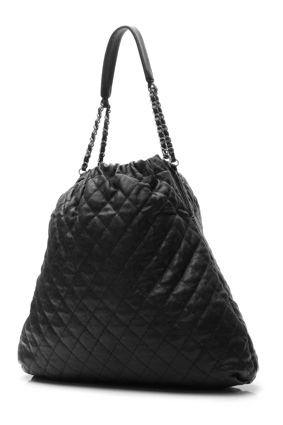 Elastic Large Tote Bag - Black Glazed Caviar - image 3