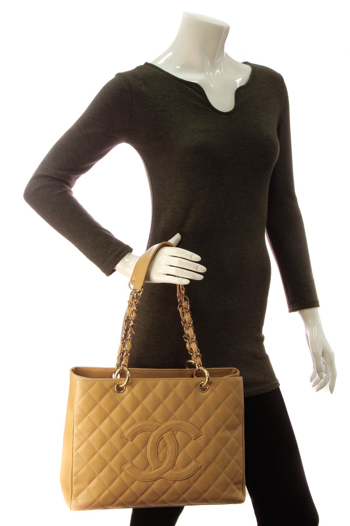 GST Grand Shopping Tote Bag - Tan Caviar - image 2