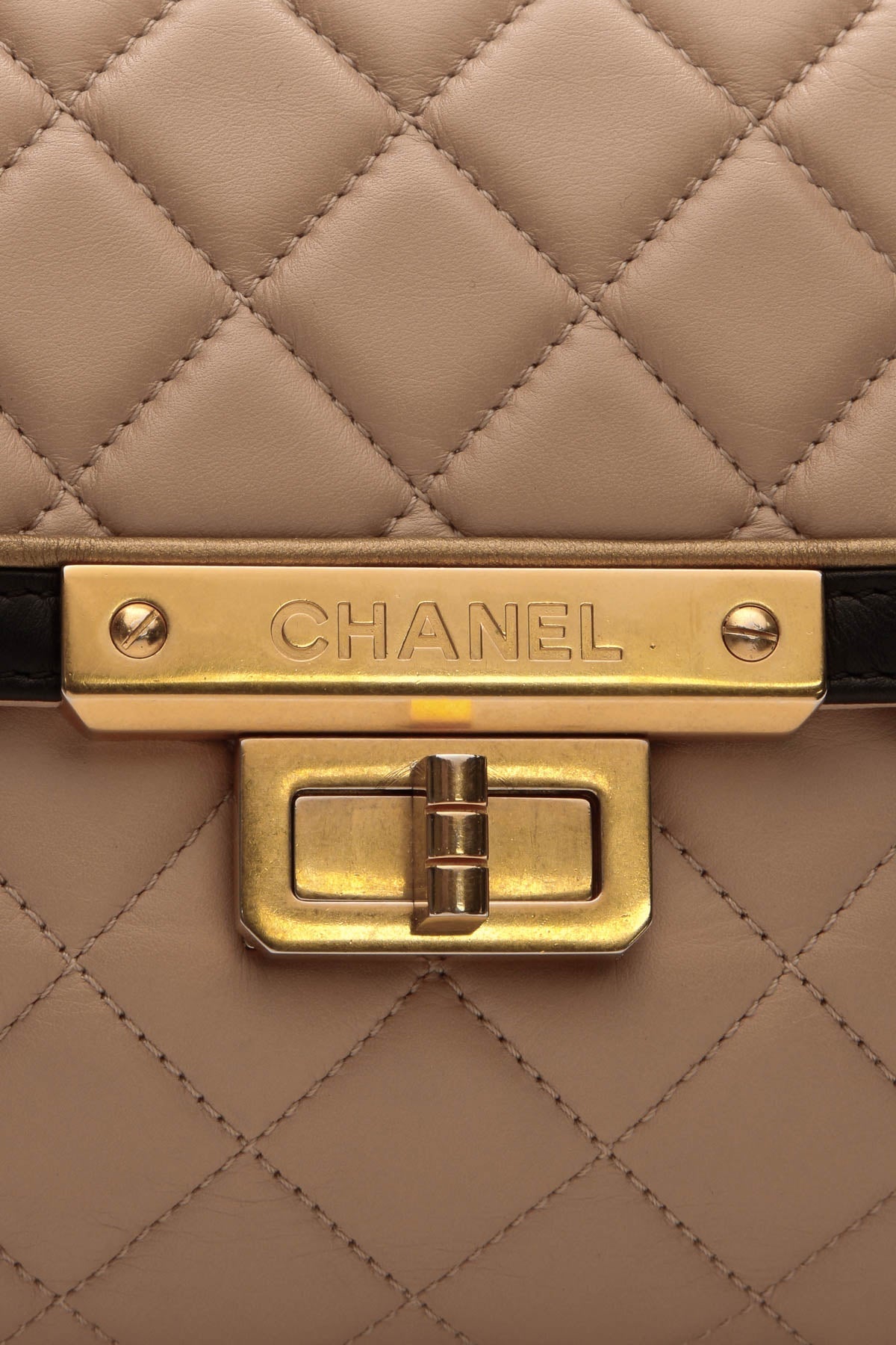 Quilted East/West Accordion Flap Bag - Beige/Black - image 8