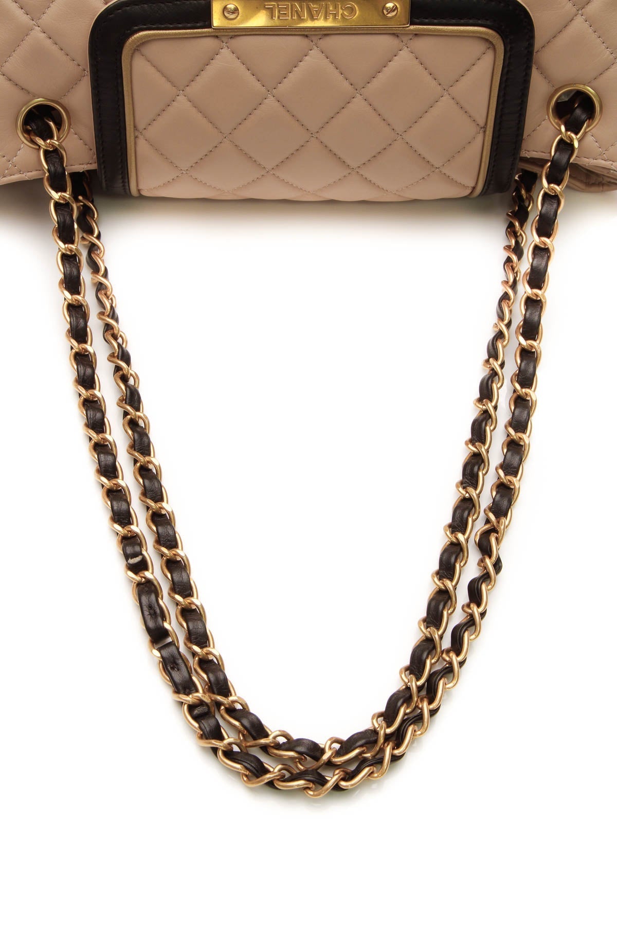 Quilted East/West Accordion Flap Bag - Beige/Black - image 5