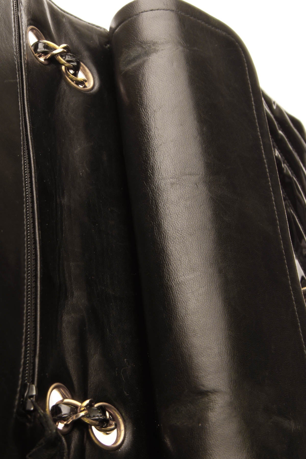 Vintage Chevron Medium Double Flap Bag - Black - image 10