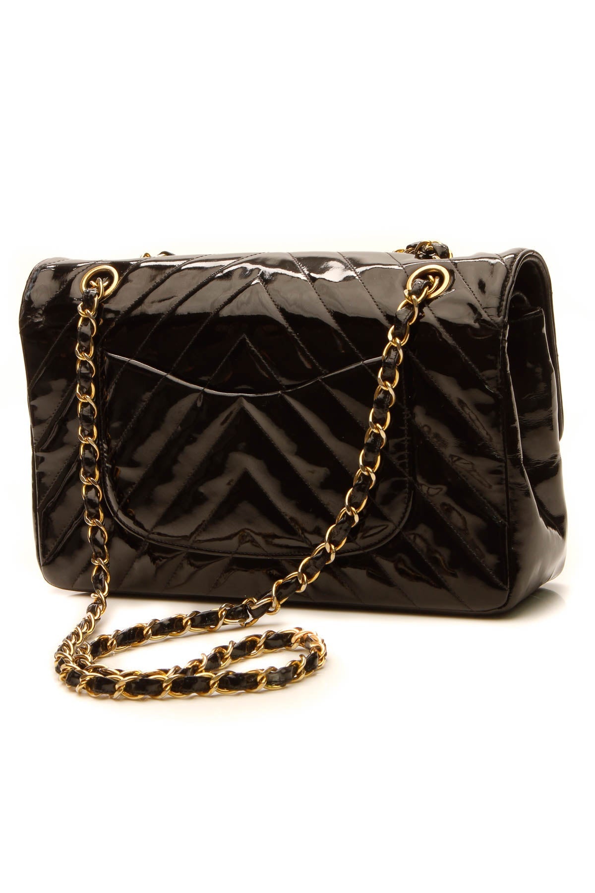 Vintage Chevron Medium Double Flap Bag - Black - image 3