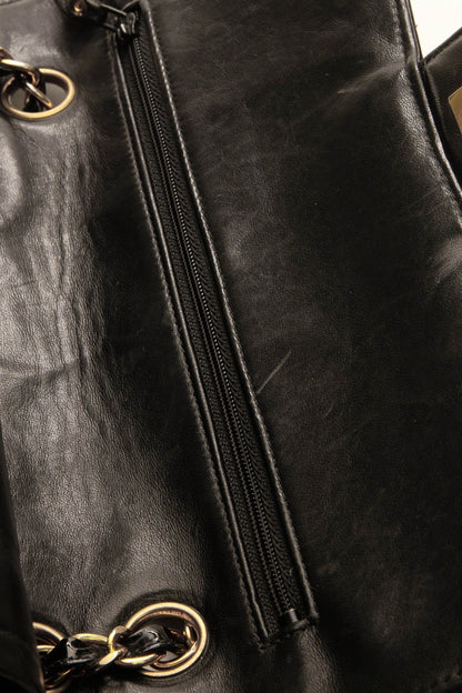 Vintage Chevron Medium Double Flap Bag - Black - image 9